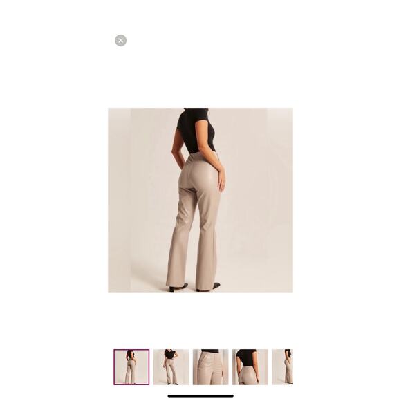 Abercrombie & Fitch Curve Love Tall Vegan Leather Slim Flare Pant - Picture 2 of 4